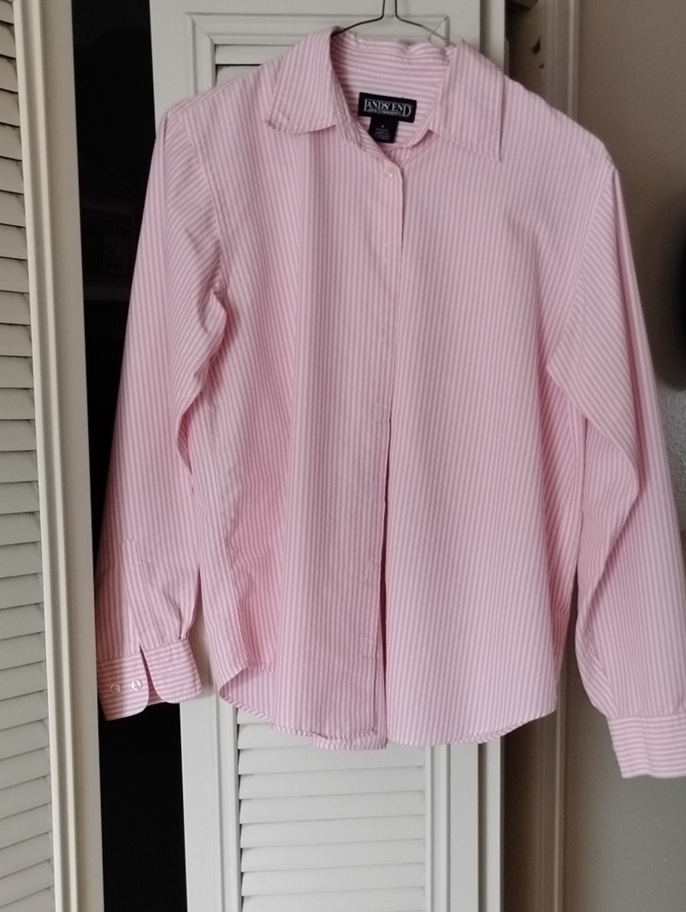 Lands' End Light Pink Striped Button-Down Shirt